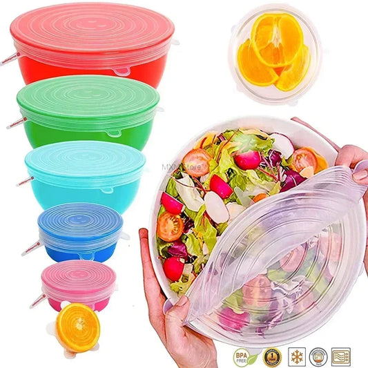 Universal For Kitchen Utensil Lid Kitchen Storage Organization Reusable Stretch Silicone Cover Lids Food Utensils Home Microwave Peaceful Pleasures Health and Wellness