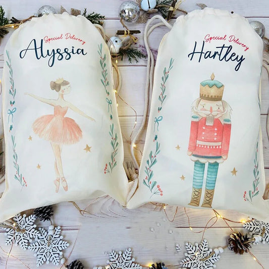 Personalised Christmas Santa Sack | Nutcracker Ballerina Gift Personalised Christmas Sack Peaceful Pleasures Health and Wellness