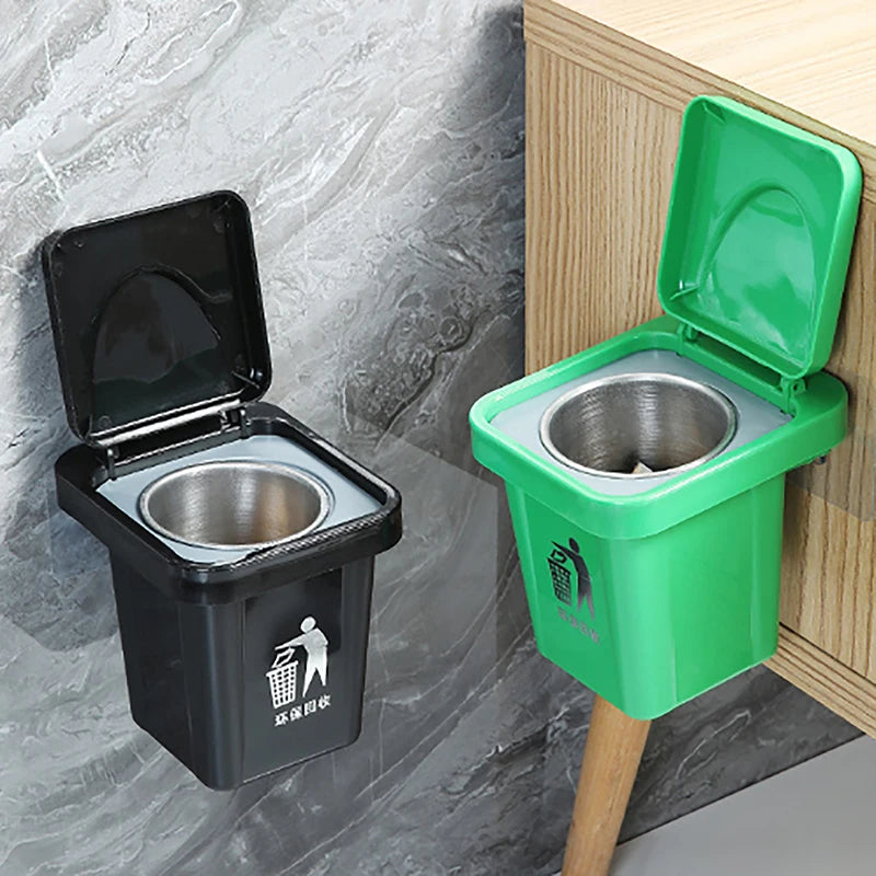 Wall-Mount Stainless Steel Ashtray with Lid & Ash Notch