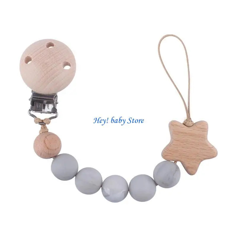 Baby Girl Pacifier Clip with Silicone Teething Beads | Soother Chain