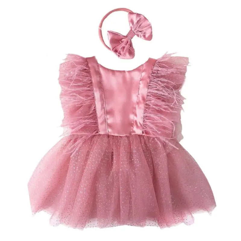 Newborn Lace Romper Dress & Hairband Set | Baby Photo Props