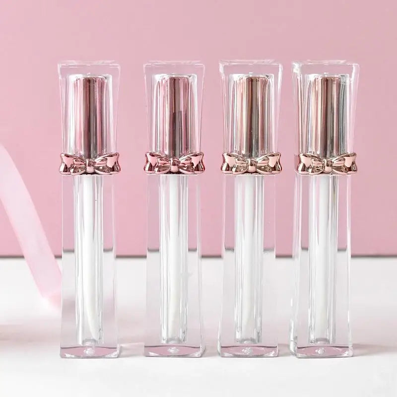 1pcs Empty Portable 3.5ml Lip Gloss Tubes DIY Clear Bowknot Lip Glaze Tubes,Square Rose Gold Cosmetic Packing Container Peaceful Pleasures Health and Wellness