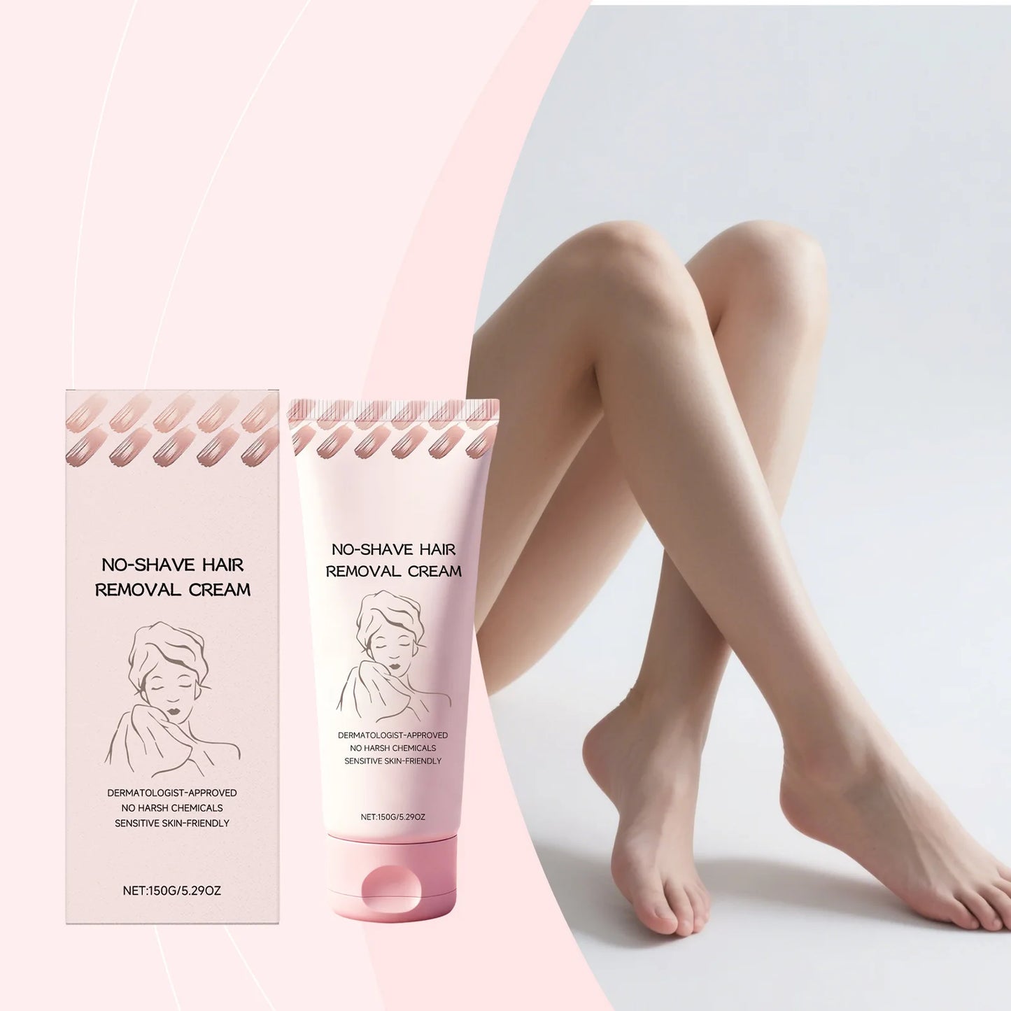 No Shave Gentle Hair Removal Cream Growth Inhibitor Depilatory Intimate Areas Painless Traceless Nourishing Moisturizing Care Peaceful Pleasures Health and Wellness