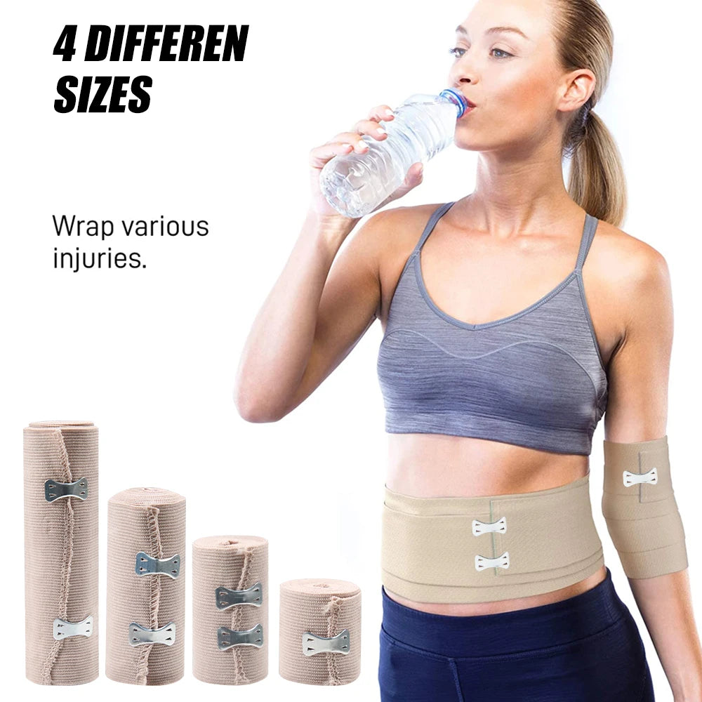 5-Pack Elastic Compression Bandage Wrap with Hooks | Sport & First Aid Compression Bandage Wrap Peaceful Pleasures Health and Wellness