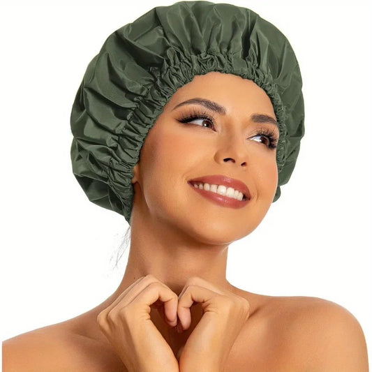Women's Soft Double Layer Bonnet – Adjustable Sleep & Shower Cap Hair Bonnet Cap Peaceful Pleasures Health and Wellness