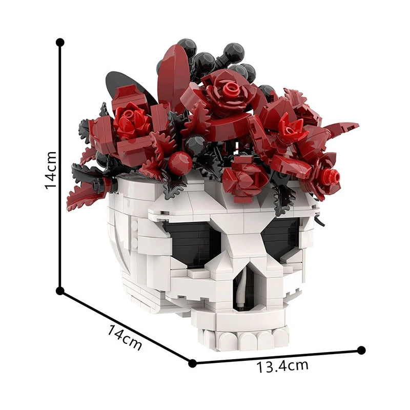 Gothic Skull Rose Bouquet MOC Building Blocks Set | Ages 14+