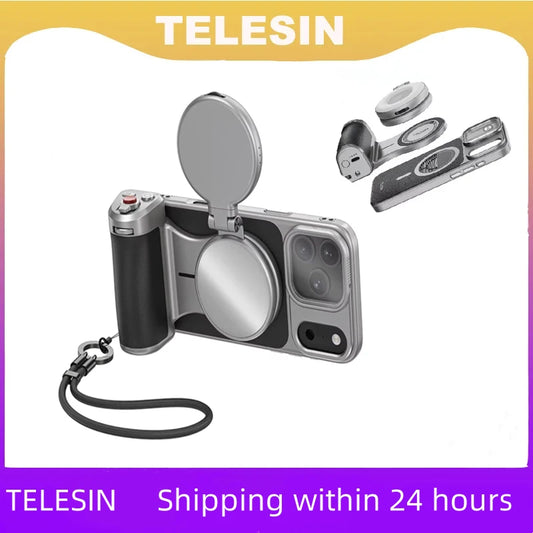 TELESIN Master Phone Camera Grip Set for IPhone17 Pro / Pro Max Magnetic Phone Camera Hand Grip Holder Remote Shutter Handheld Peaceful Pleasures Health and Wellness