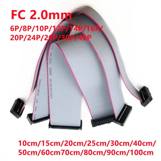 2pcs 2.0mm Pitch FC 6/8/10/14/16/18/20/24/26/30/34-60 Pin Gray Flat Ribbon Data Cable 10/20/30/50-100cm For DC3 IDC Male Header Peaceful Pleasures Health and Wellness 10cm 18P
