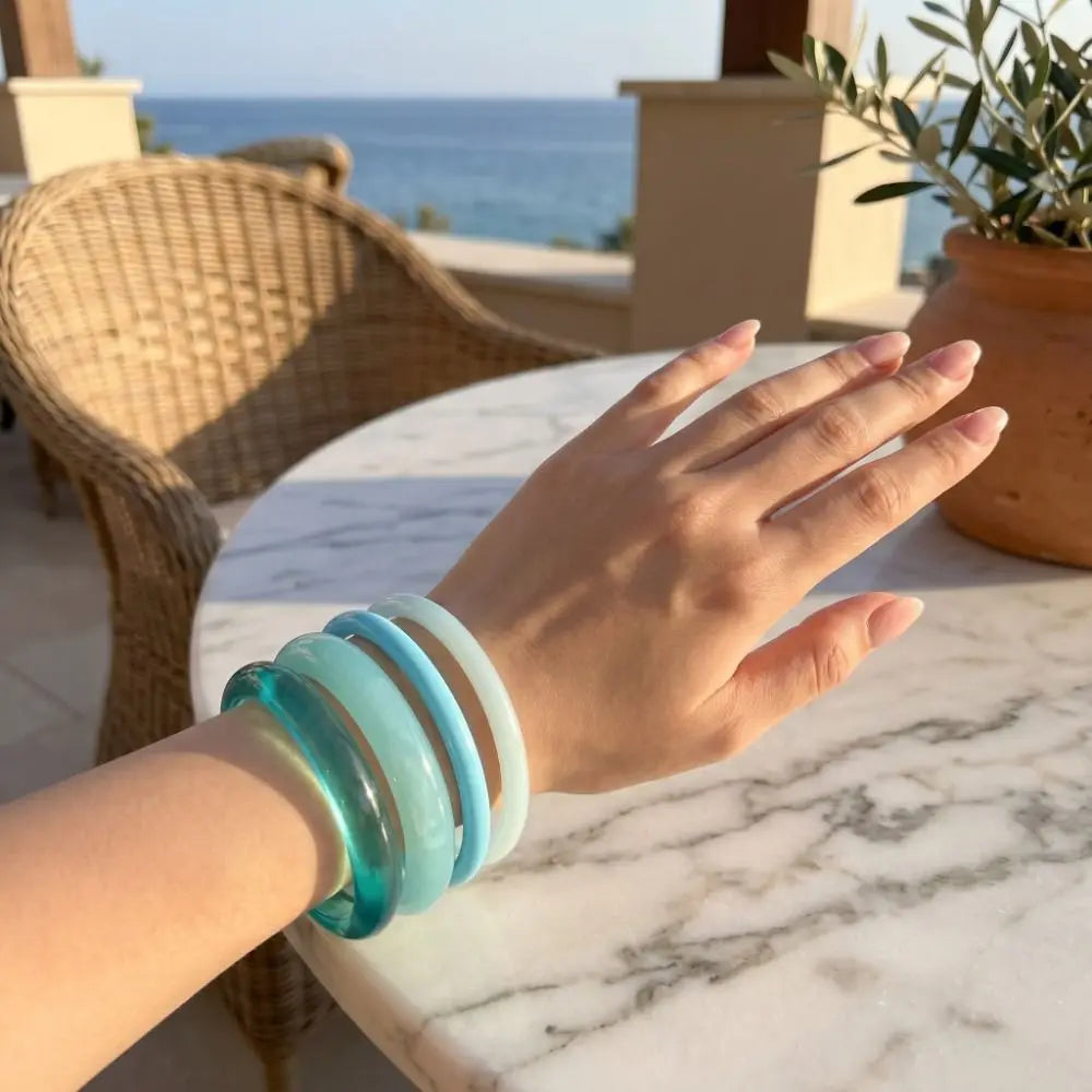 4Pcs Acrylic Stackable Bangle Set – Geometric Resin Bracelets Stackable Bangle Set Peaceful Pleasures Health and Wellness