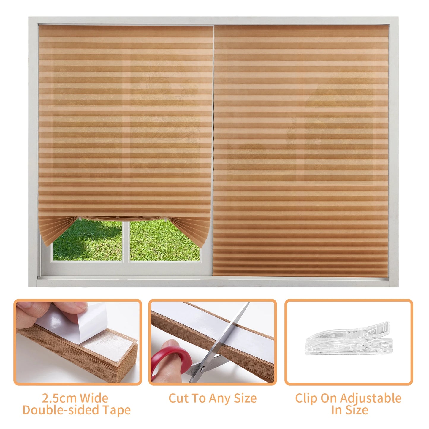 Large Size Self-adhesive Pleated Blinds Bathroom Balcony Shade Half /Full Blackout Window Curtains for Bedroom Living Room Peaceful Pleasures Health and Wellness