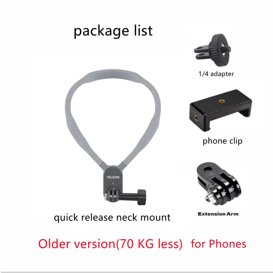 TELESIN Magnetic Neck Mount with Phone Holder | GoPro & DJI