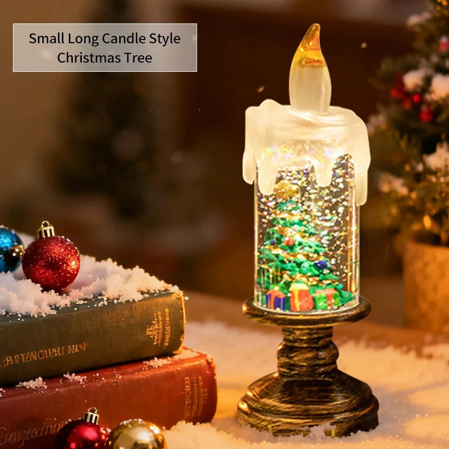 Christmas LED Snowman Crystal Candle Lamp | Flameless Decor