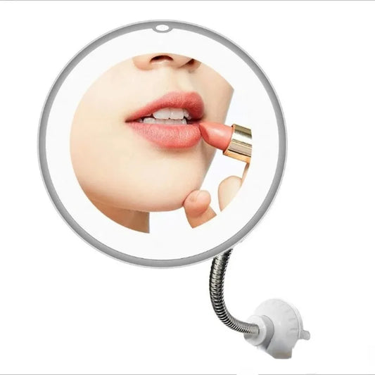 Flexible Gooseneck Makeup Mirror with LED Light 10X Magnifying Mirror Suction Cup Bright Diffused Light and 360 Degree Swivel Peaceful Pleasures Health and Wellness