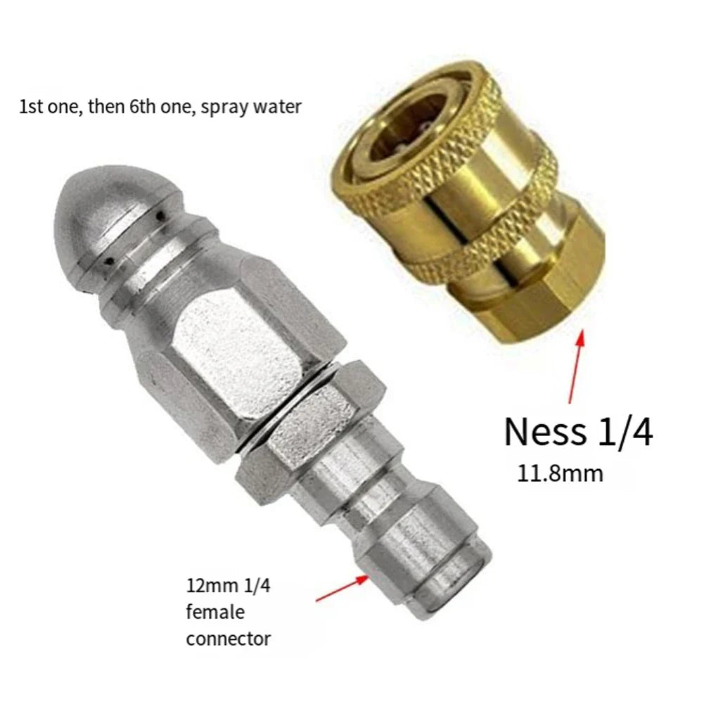 5000 PSI Sewer Jetting Nozzle – 1/4" Quick Connect Drain Cleaner