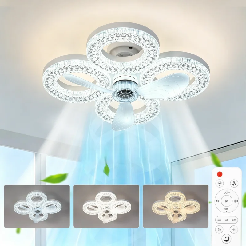 RUNTOIN 48W Dimmable Ceiling Fan Light | Remote, 3 Speeds Ceiling Fan Light Peaceful Pleasures Health and Wellness