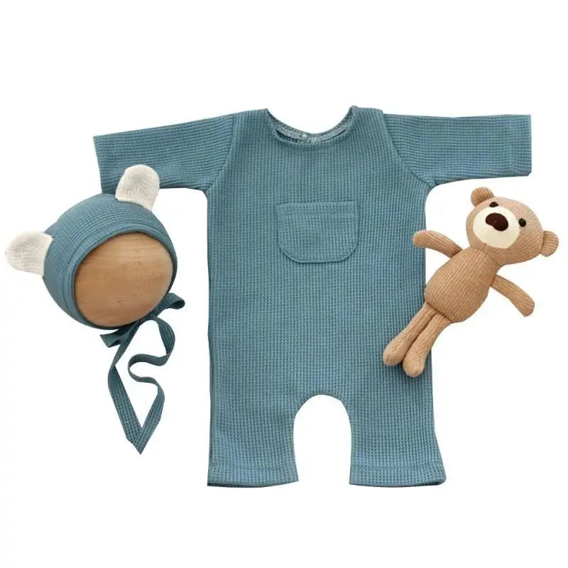 Baby Bear Romper & Beanie Newborn Photo Costume Set 0-2M