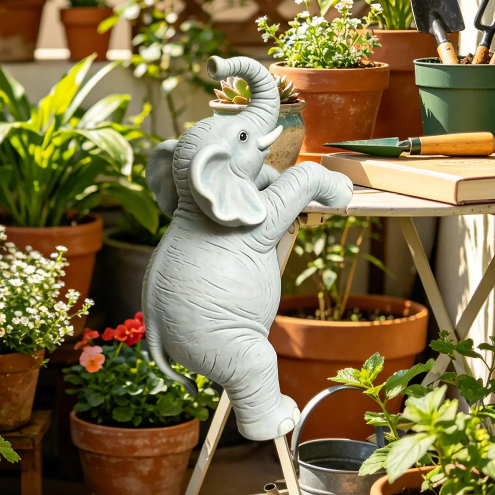 Plant Pot Decorations Resin Decorative Resin Figurine Yard Art Animal Planter Pot Decoration For Patio Garden Terrarium Lawn Peaceful Pleasures Health and Wellness