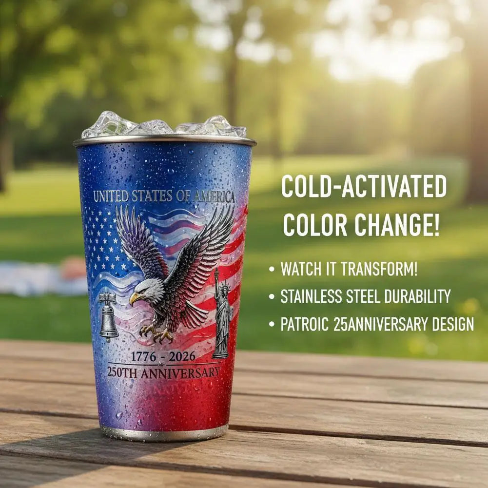 USA 250th Anniversary Cold color change Mug - Eagle Flag Print Coffee Cup Independence Day Special Edition Drinkware Peaceful Pleasures Health and Wellness