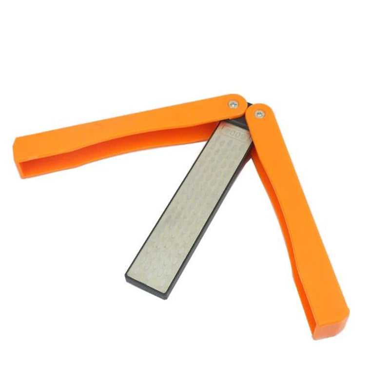 Household Sharpener Double Sided Foldable Pocket Sharpener Diamond Knife Sharpening Stone Kitchen Tool Accessory Peaceful Pleasures Health and Wellness orange M