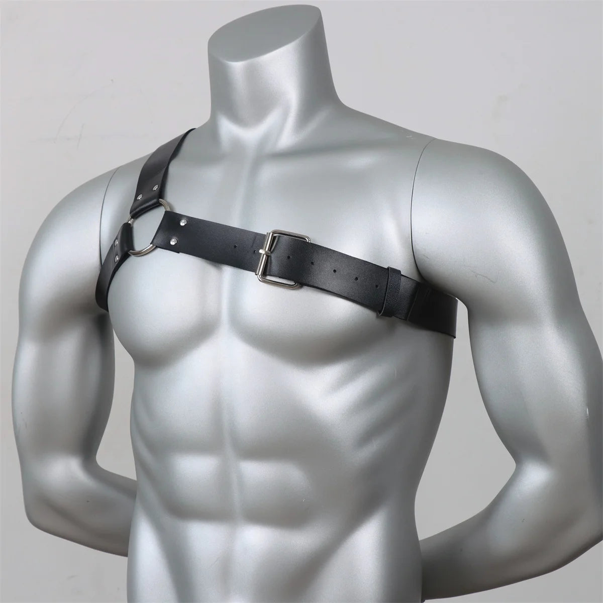 Gothic Men Leather Suspenders Belt Men's Black Single Shoulder