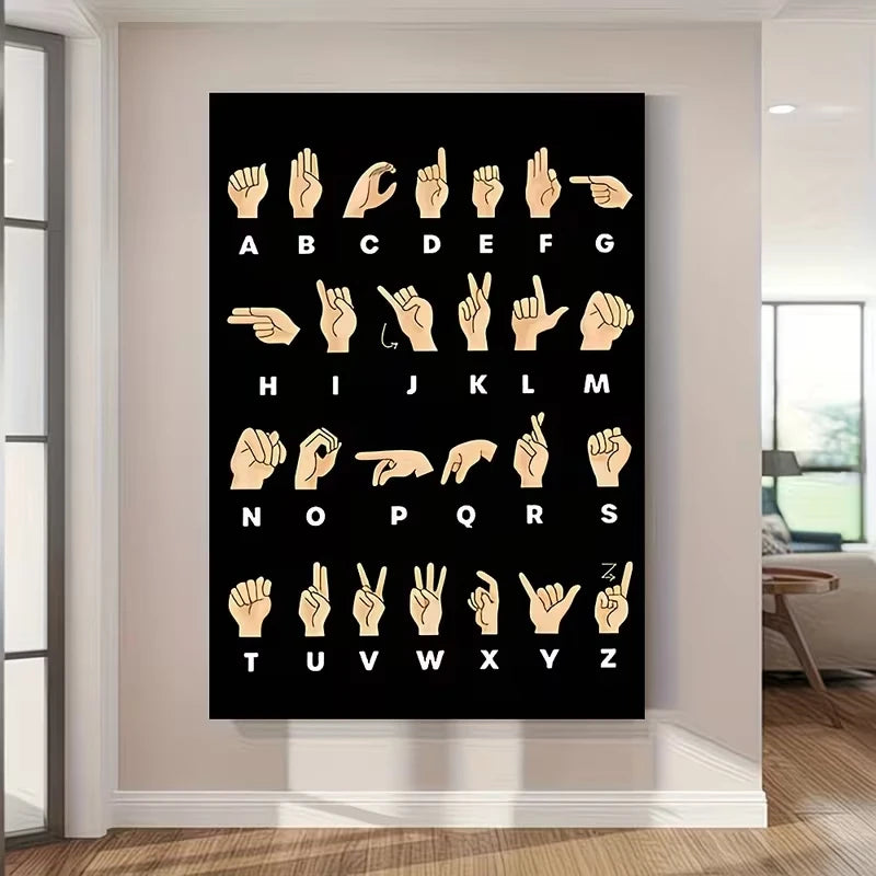 ASL Alphabet Chart Canvas Wall Art | Sign Language Poster