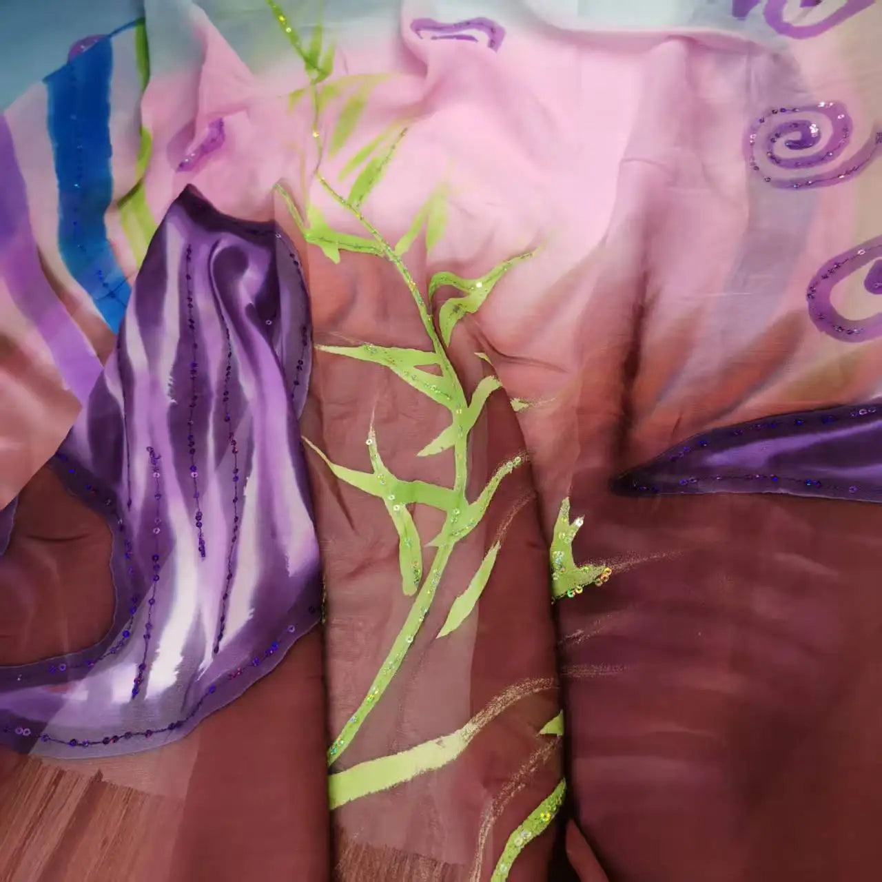 100% Silk Georgette Sequin Fabric | Saree Hijab Dress DIY