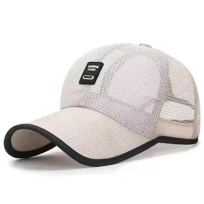 Visors Men Mesh Baseball Caps Sun Shield Cap Outdoor Sports Net Hats For Male Breathable Individuality Men's Hats Peaceful Pleasures Health and Wellness Beige ONE SIZE