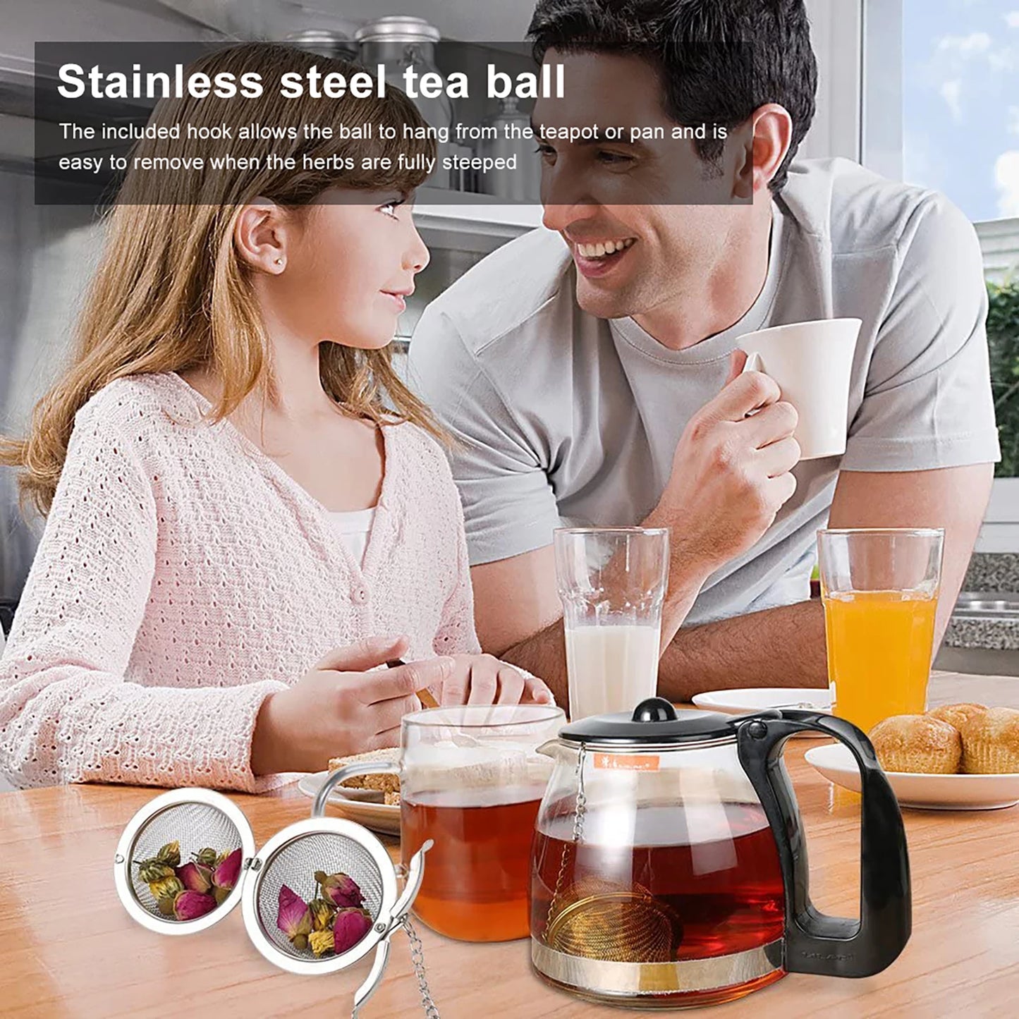 2/4PC Stainless Steel Tea Ball Mesh Infuser Strainers Tea Filter Interval Diffuser Tea Ball Loose Leaf Tea Strainer Kitchen Tool Peaceful Pleasures Health and Wellness