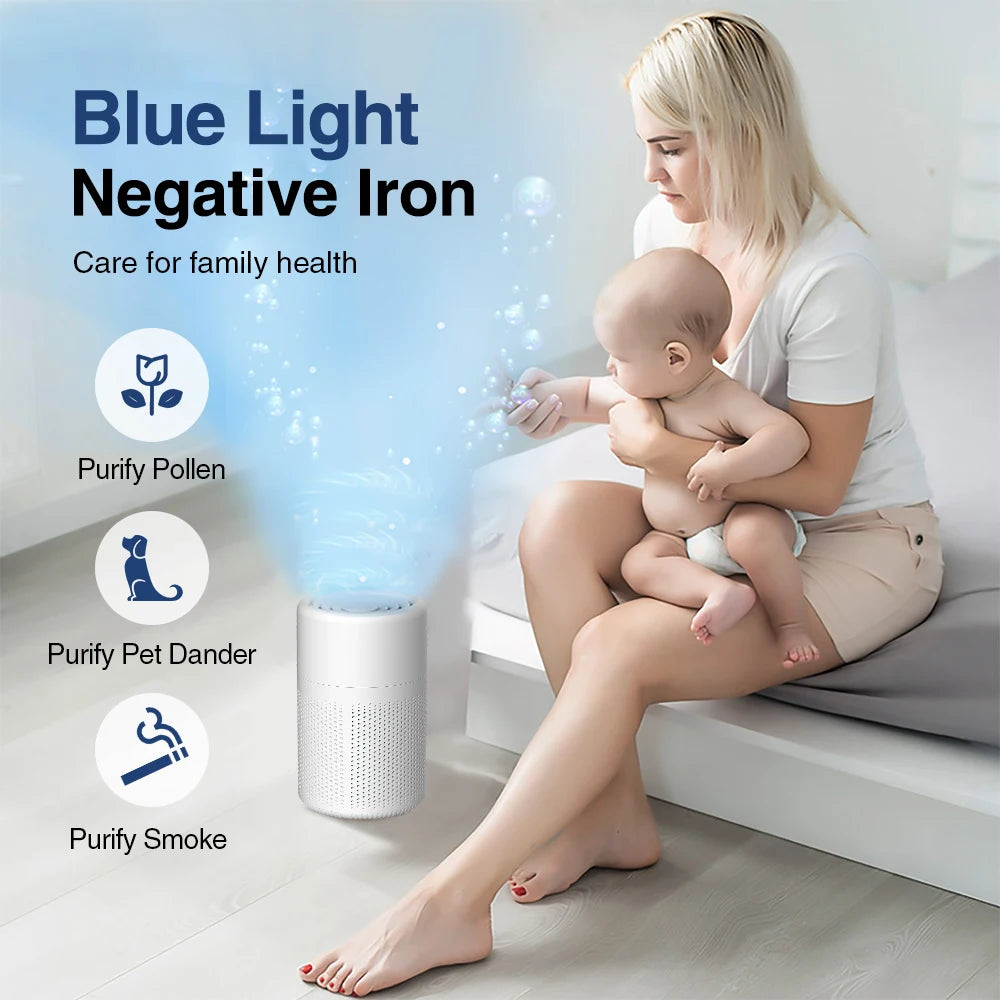 Air Purifier With H13 HEPA + Activated Carbon Filter Dual Purification for 20㎡ Rooms Blue Light for Pet Allergy Relief Air Clean Peaceful Pleasures Health and Wellness