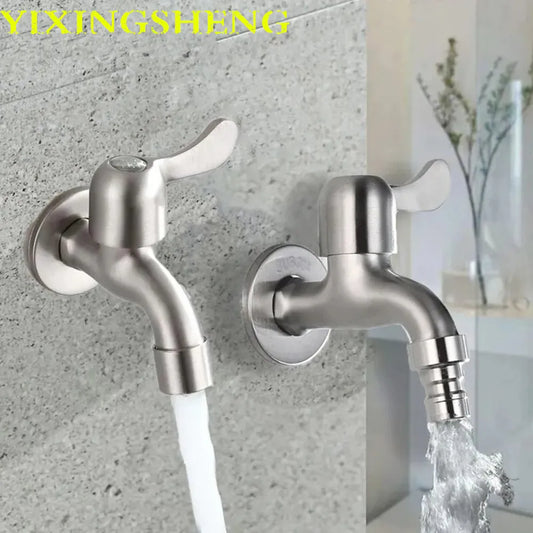 304 Stainless Steel Wall Mount Single Cold Faucet | Matte Finish Wall Mount Faucet Peaceful Pleasures Health and Wellness