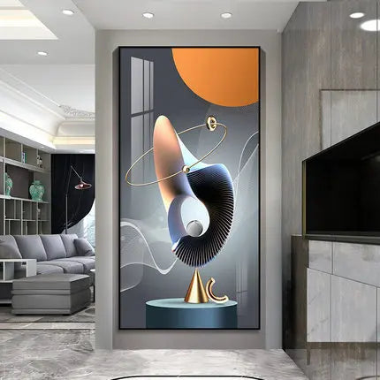 Modern Golden Deer Abstract 3d Geometry Luxury Wall Art Canvas Painting Nordic Leaf Poster Print Pictures for Living Room Decor Peaceful Pleasures Health and Wellness