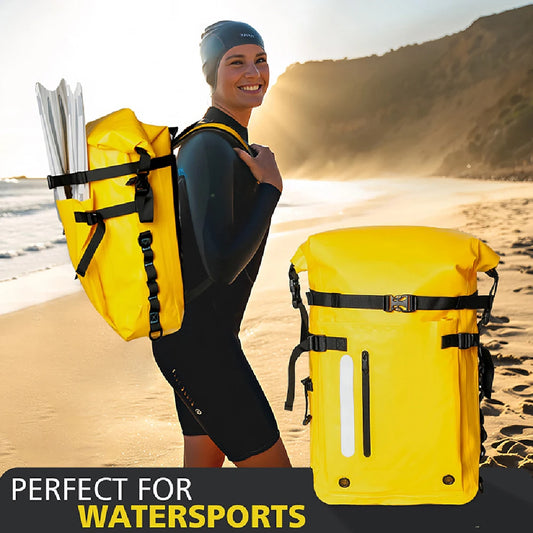 1PCS Waterproof Backpack Heavy Duty Hiking Roll-Top Closure Cushioned Dry Bag for Outdoor Travel Camping Men Women Peaceful Pleasures Health and Wellness