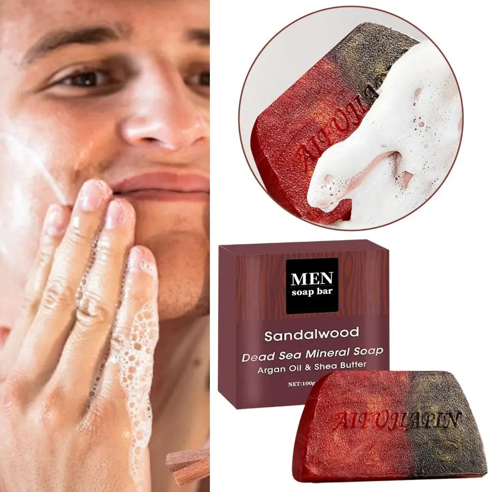 Sandalwood Men'S Soap 100g , Deeply Cleanses The Body, Moisturizes The Face, And Is Gentle And Shiny Peaceful Pleasures Health and Wellness