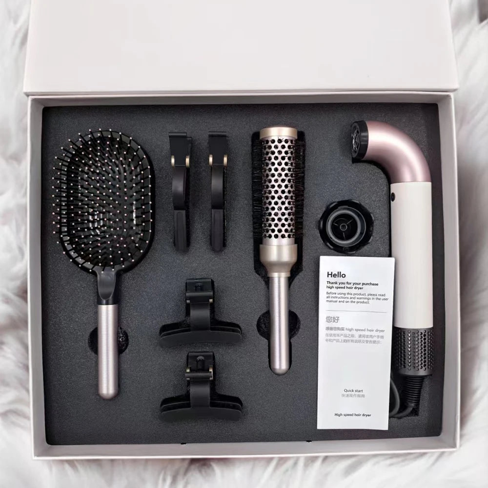 Luxury Professinal High Speed Leafless Hair Dryer Salon Blow Dryer with Comb Attachment Gift Set for Wife and Girlfriend Peaceful Pleasures Health and Wellness Type 3 EU