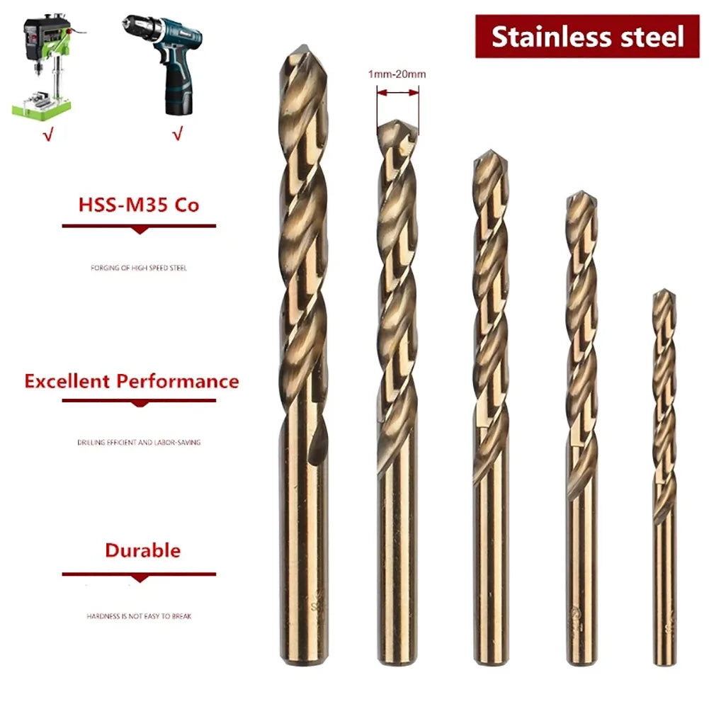 M35 Cobalt HSS Drill Bit Straight Shank T-wist Metal Stainless Steel