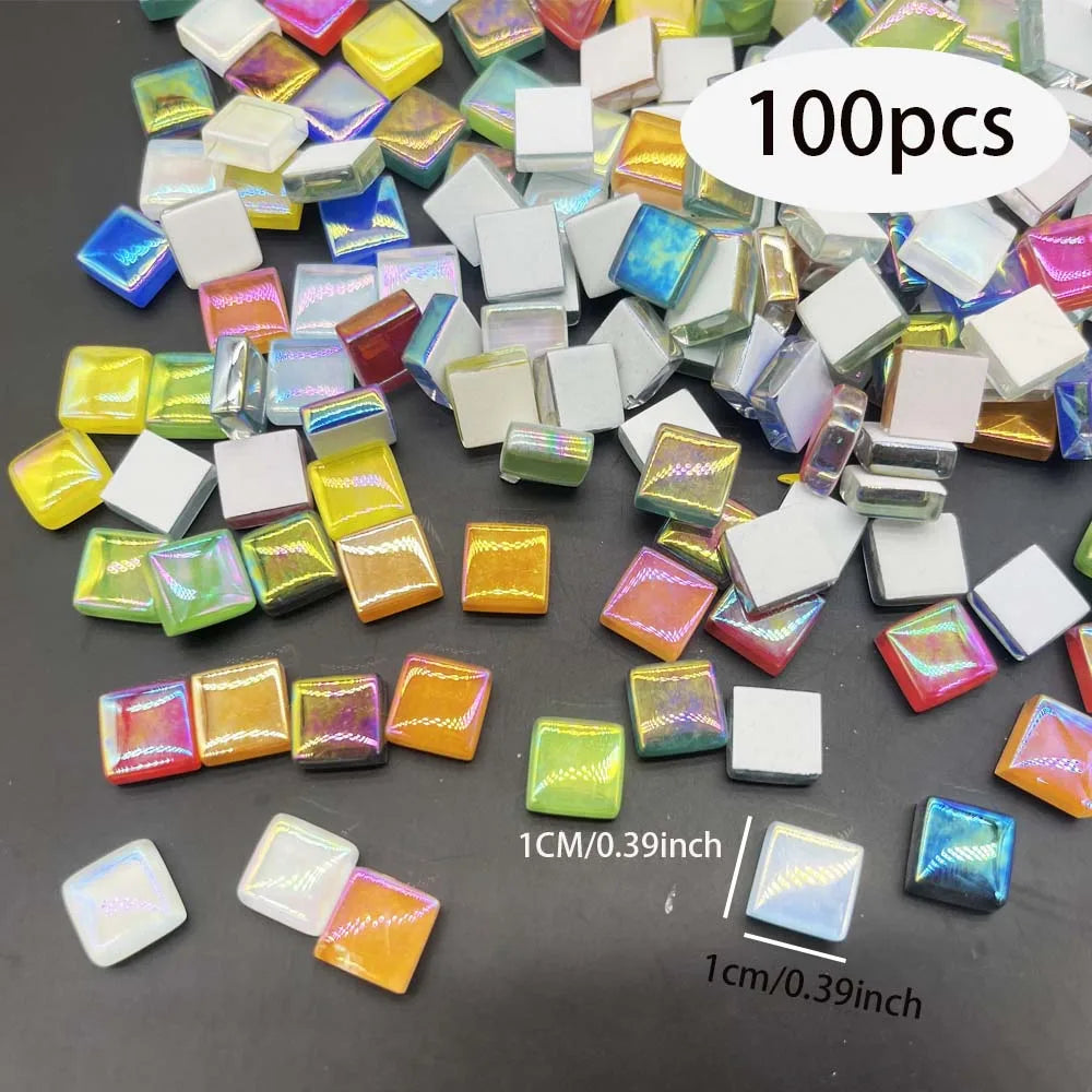 100pcs Crystal Glass Mosaic Tiles 1cm Mixed Colors – DIY Craft