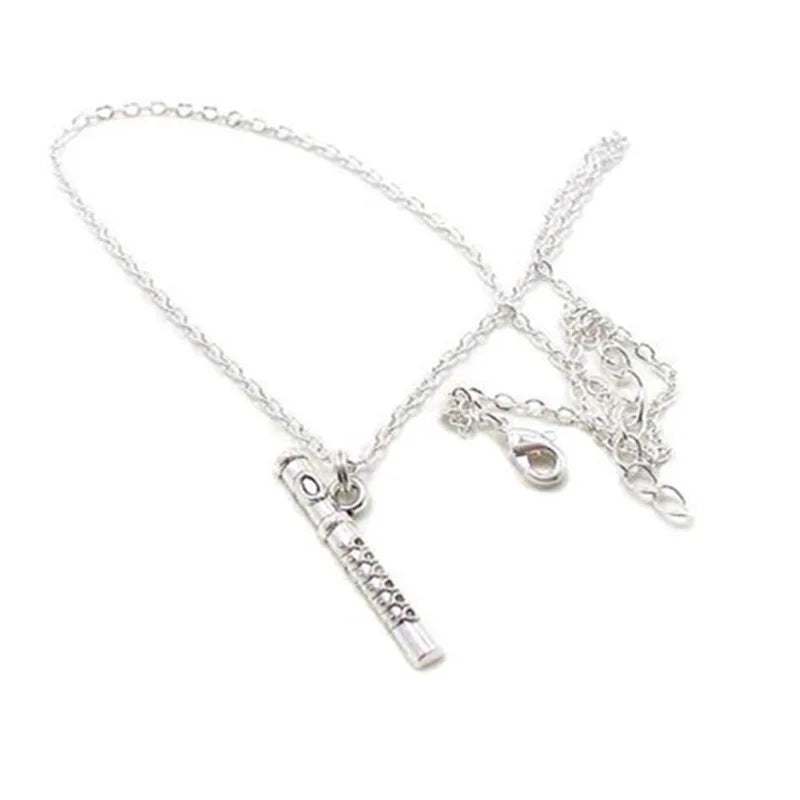 Flute Necklace Charm Music Teacher Pendant Musical Instrument Band