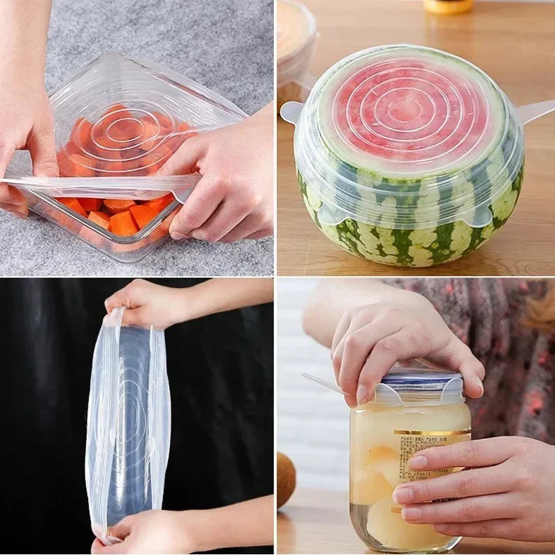 Universal For Kitchen Utensil Lid Kitchen Storage Organization Reusable Stretch Silicone Cover Lids Food Utensils Home Microwave Peaceful Pleasures Health and Wellness