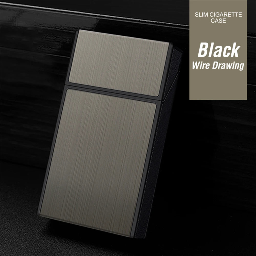 Long Cigarette Case Ultra Thin Flip Cover 20pcs Cigarettes For 100mm Storage Container Box Tobacco Case Smoking Tool Men's Gifts Peaceful Pleasures Health and Wellness Black