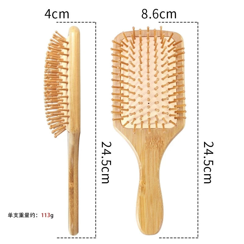 Natural Bamboo Air Cushion Paddle Comb | Scalp Massage & Wig