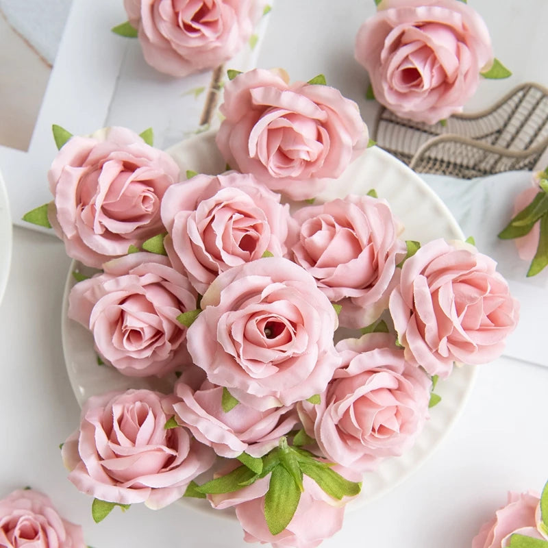 Artificial Silk Rose Heads 25/50pcs – Wedding & Party Decor