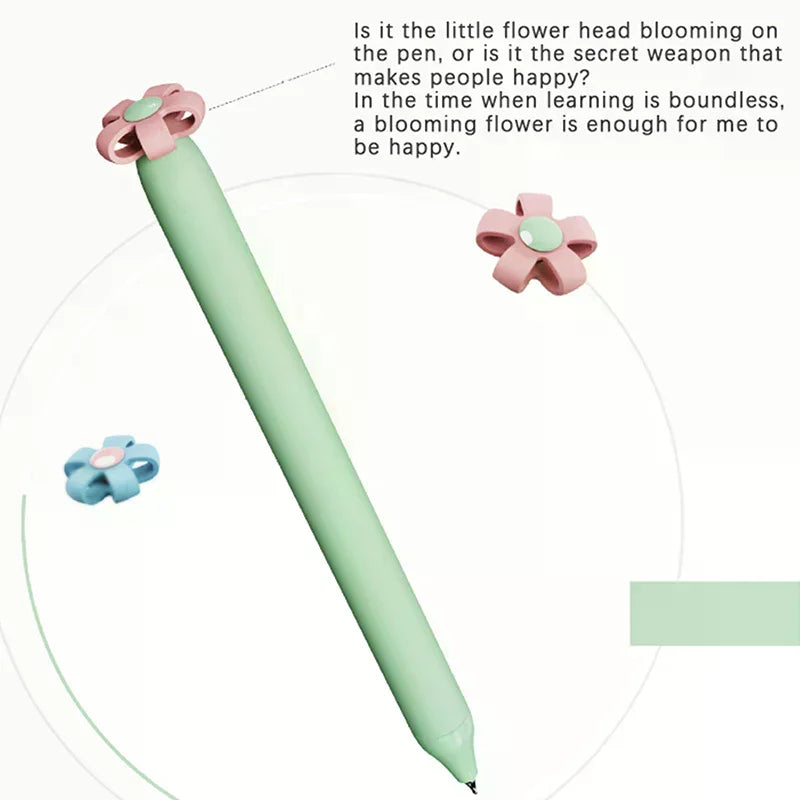 Flower Push-Button Ballpoint Pens 0.5mm Black Ink – 1 or 4 Pack