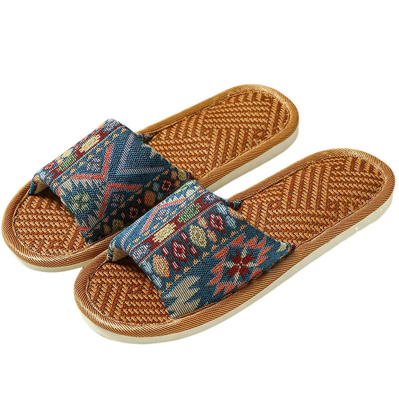 Men's Bamboo Woven Rattan Indoor Slippers | Cooling Summer Slides