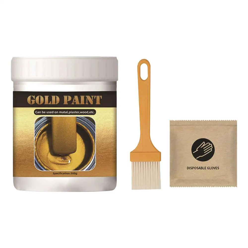 Gold Craft Paint 300g Water-Based Metallicliquid Paint For Wood, Metal, Fabric & Furniture, DIY Painting Supplies, Iron Railing Peaceful Pleasures Health and Wellness Gold 300g