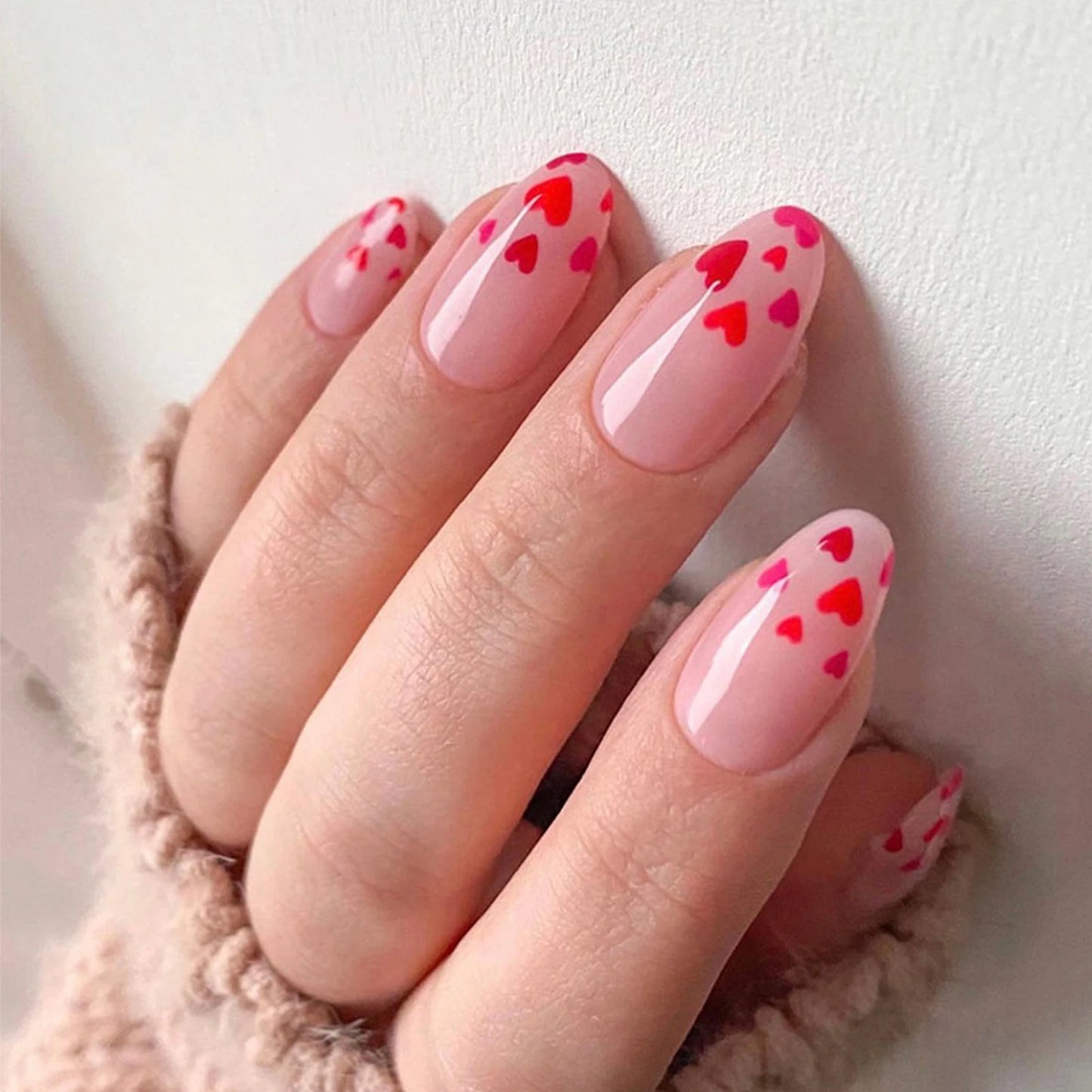 Korean Bow Press On Nails – Wine Red Almond | 24pcs Set
