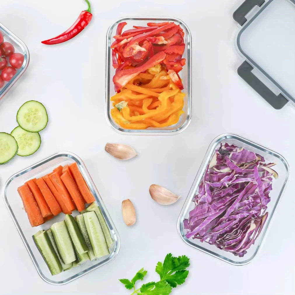 4-Piece Borosilicate Glass Food Storage Container Set | Microwave Safe