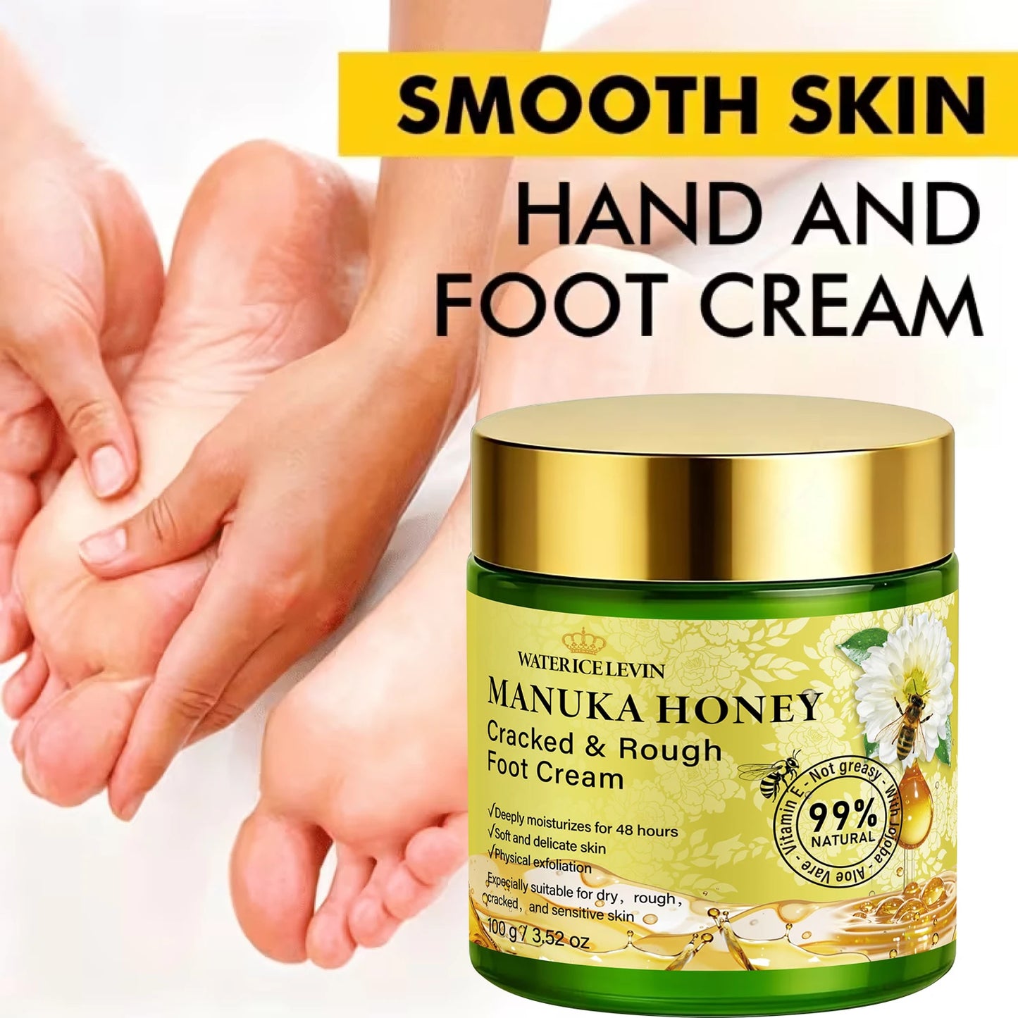 Manuka Honey Foot Cream – Hydrating & Softening, 100g Foot Care Cream Peaceful Pleasures Health and Wellness