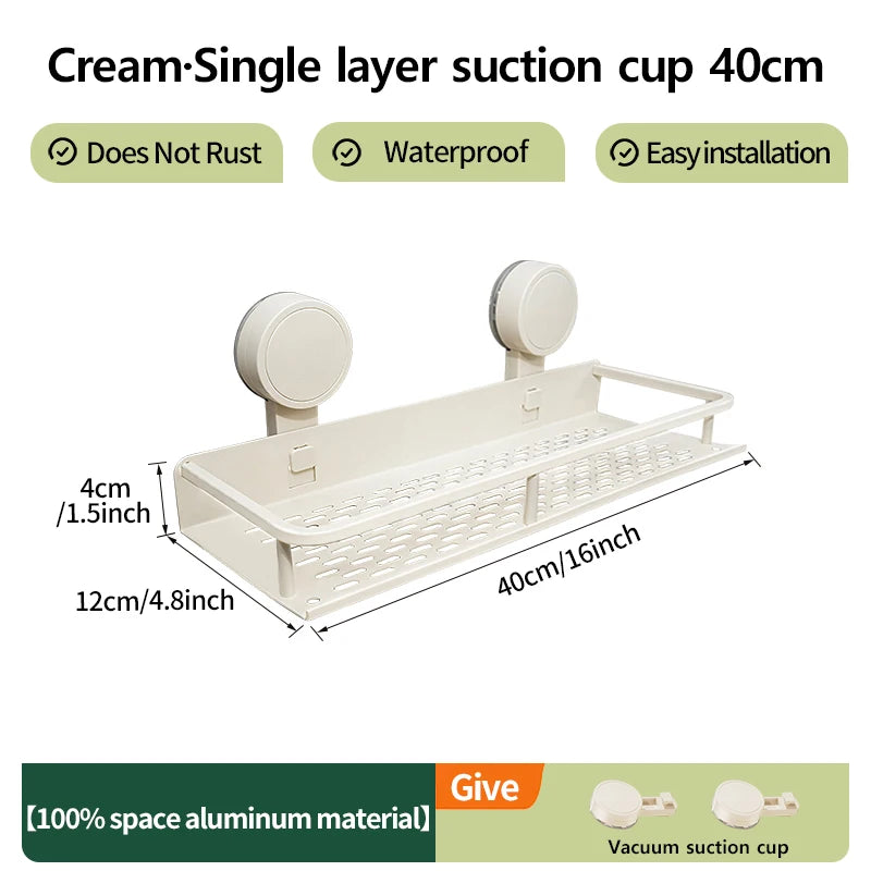 No-Drill Suction Cup Wall Rack | Kitchen & Bathroom Organizer