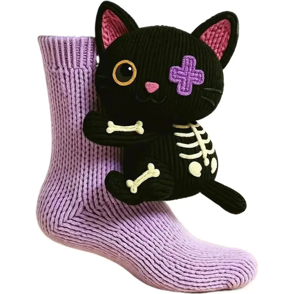 3D Knit Animal Socks Cute Floor Socks Hand Crocheted Double Layer Warm Sock with Cute Rabbit Panda Animals Christmas Gifts Peaceful Pleasures Health and Wellness 08 35-39
