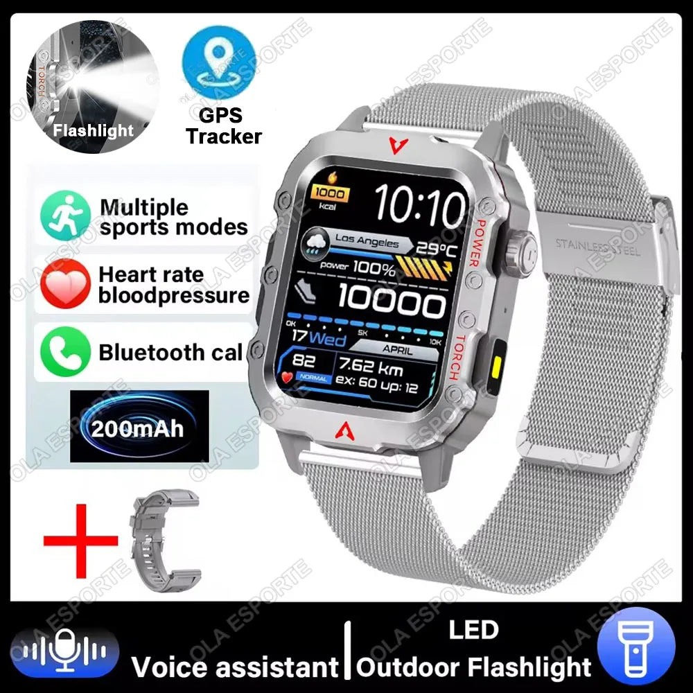 Men's GPS Smart Watch LED Flashlight Sport Tracker Waterproof